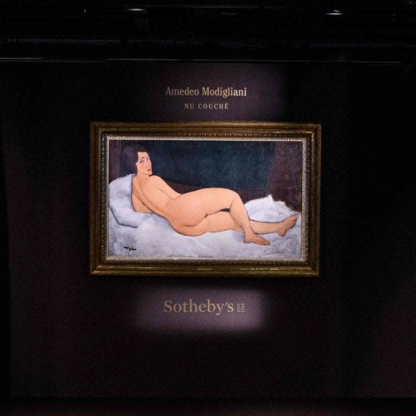 The Modigliani nude, unveiled by Sotheby's, is the highest ever pre-sale estimate for an artwork at auction - AFP