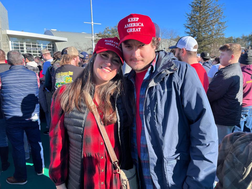 Shelly Temple, left, attended the rally with her husband Josh Hartwich, right. The presidential powers outlined in the Constitution are enough to enable former President Donald Trump to deliver on his promises, she said.