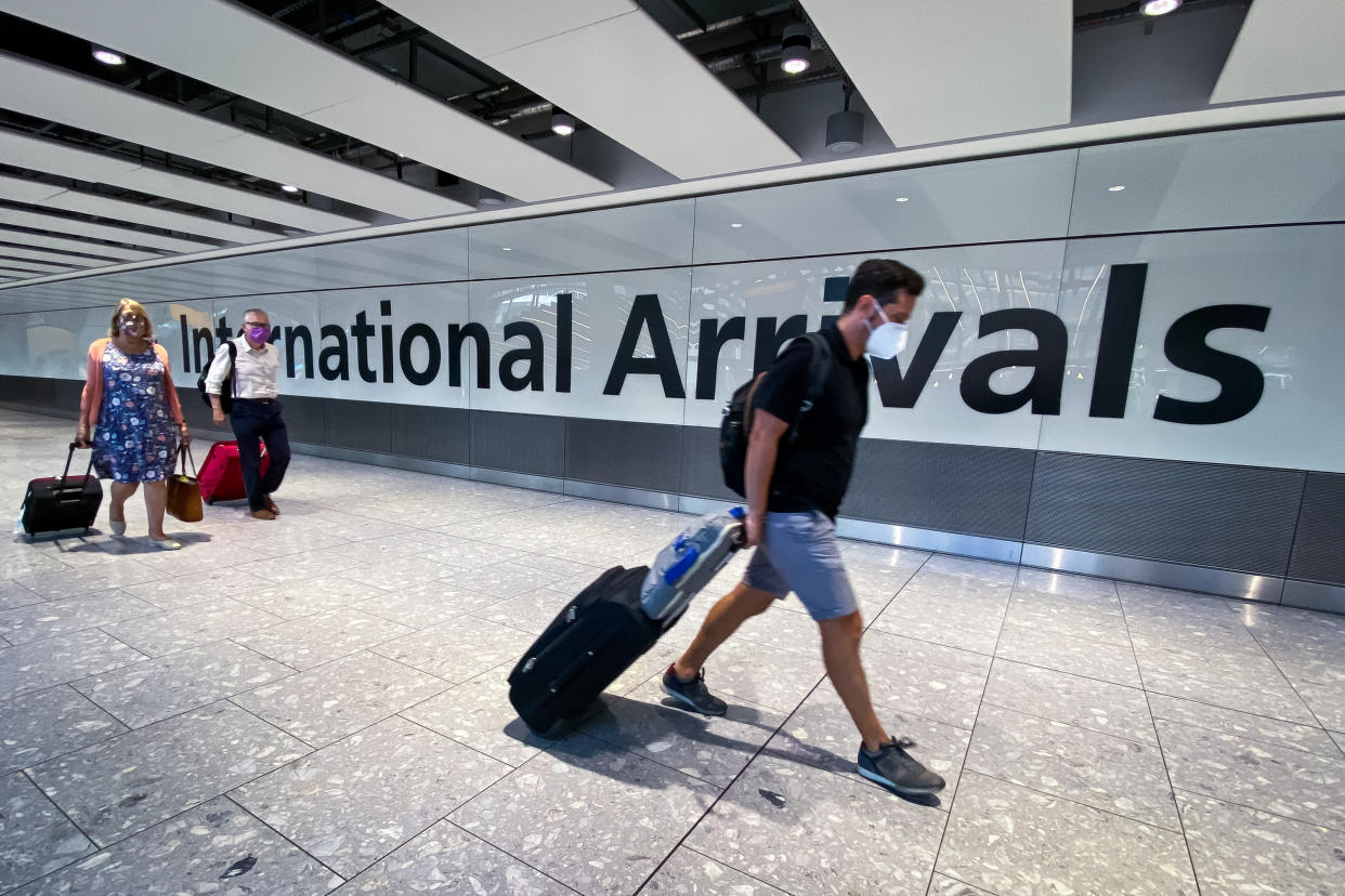 EMBARGOED TO 0001 SUNDAY MAY 30 File photo dated 22/08/20 of passengers in the arrivals hall at Heathrow Airport, London. The UK is set to miss out on billions of pounds of spending from passengers arriving into Heathrow if the green list is not extended as part of the upcoming travel review, a new report warns. Issue date: Sunday May 30, 2021.