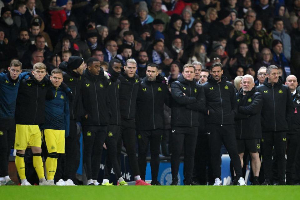 Howe watches on as Newcastle are taken to penalties at Ewood Park (Getty Images)