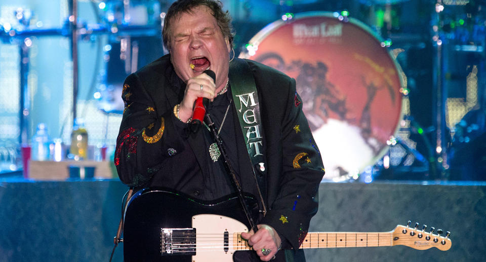 Meat Loaf singing on stage