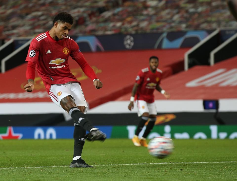 Marcus Rashford’s deflected equaliser was later cancelled outManchester United via Getty Images