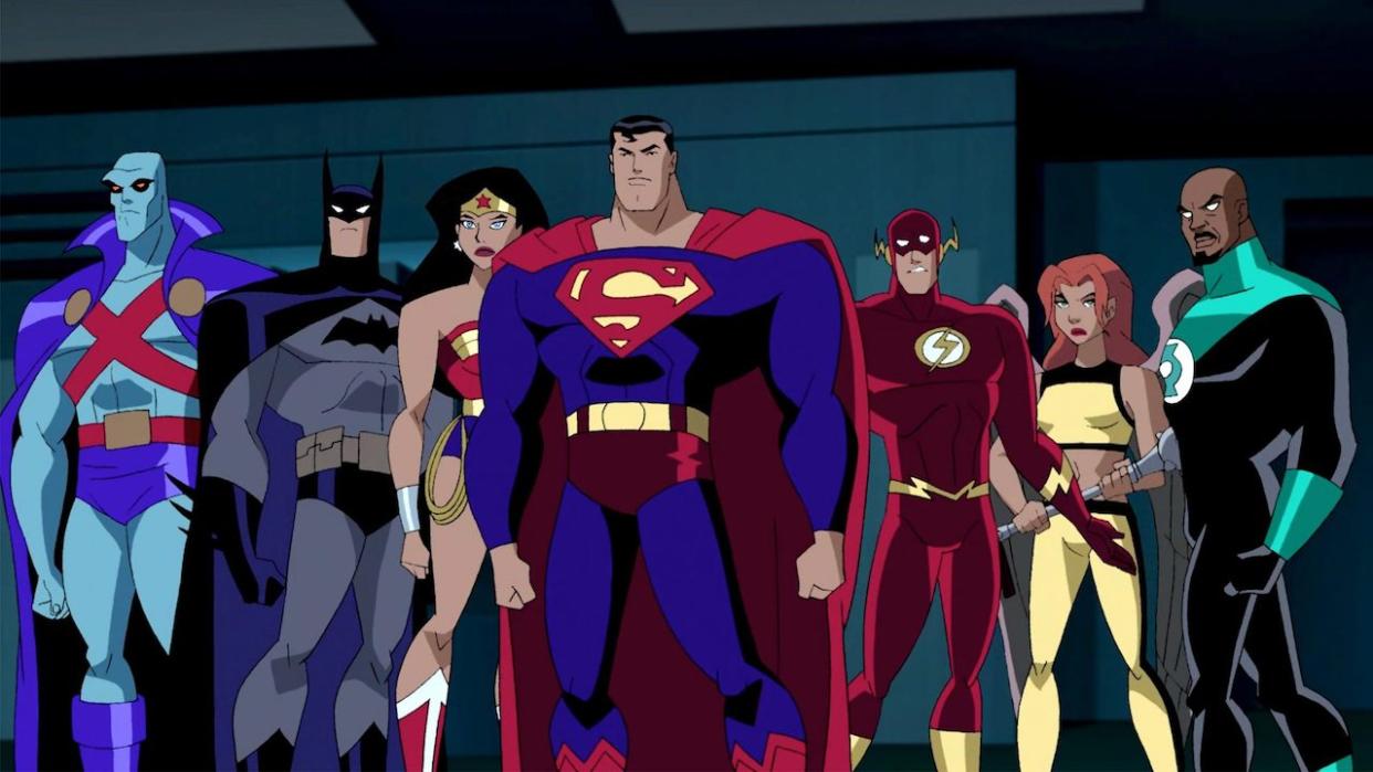  Batman, Superman, Wonder Woman, Flash, Green Lantern, Martian Manhunter and Hawkgirl in Justice League Unlimited 