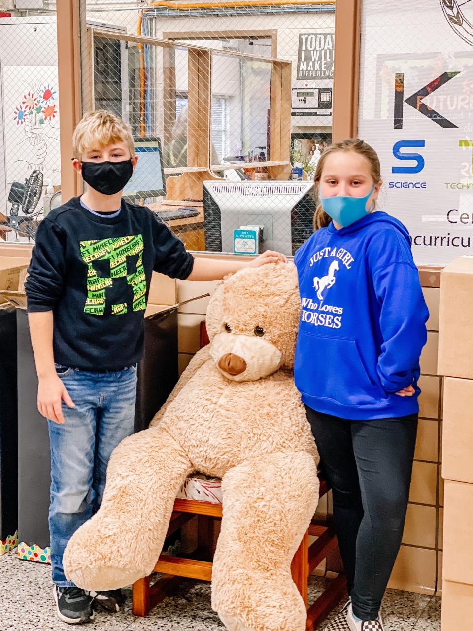 A large teddy bear was donated during the South Knoxville Elementary School council’s toy drive in January 2022.
