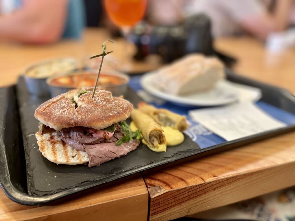 Sandwich, Slide of Cake, and Sides, Time Out Mercado da Ribeira, Lisboa, Portugal