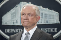 <p>U.S. Attorney General Jeff Sessions attends an event where he received an award from the Sergeants Benevolent Association of New York City, at the Justice Department in Washington, DC, May 12, 2017. Sessions spoke at the event discussing his decision to instruct prosecutors to pursue stricter punishments for drug trade crimes, reversing policy under former Attorney General Eric Holder. (Photo: Michael Reynolds/EPA) </p>