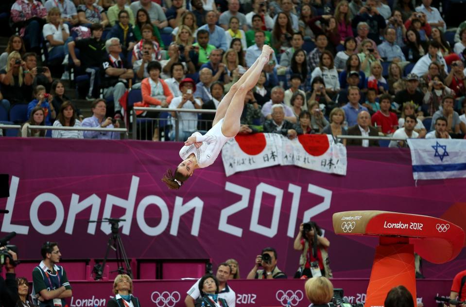<p>McKayla Maroney Maroney of United States competes in the Artistic Gymnastics Women’s Vault final on Day 9 of the London 2012 Olympic Games at North Greenwich Arena on August 5, 2012 in London, England. (Photo by Ezra Shaw/Getty Images) </p>