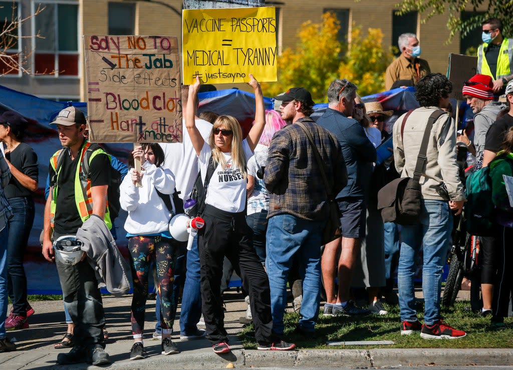 Canada Vaccine Outbreak Hospital Protests (THE CANADIAN PRESS)