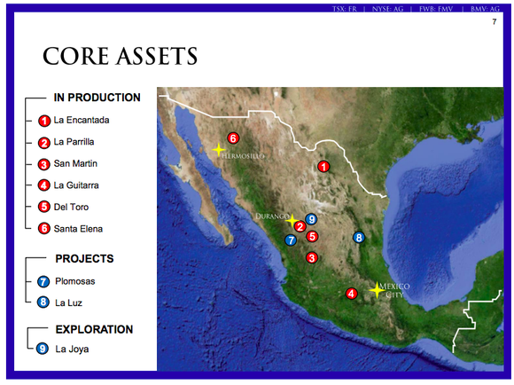 A map of First Majestic Silver's mine operations