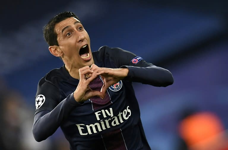 Paris Saint-Germain's Angel Di Maria scored a brace during the Champions League match against Barcelona at the Parc des Princes stadium in Paris, on February 14, 2017