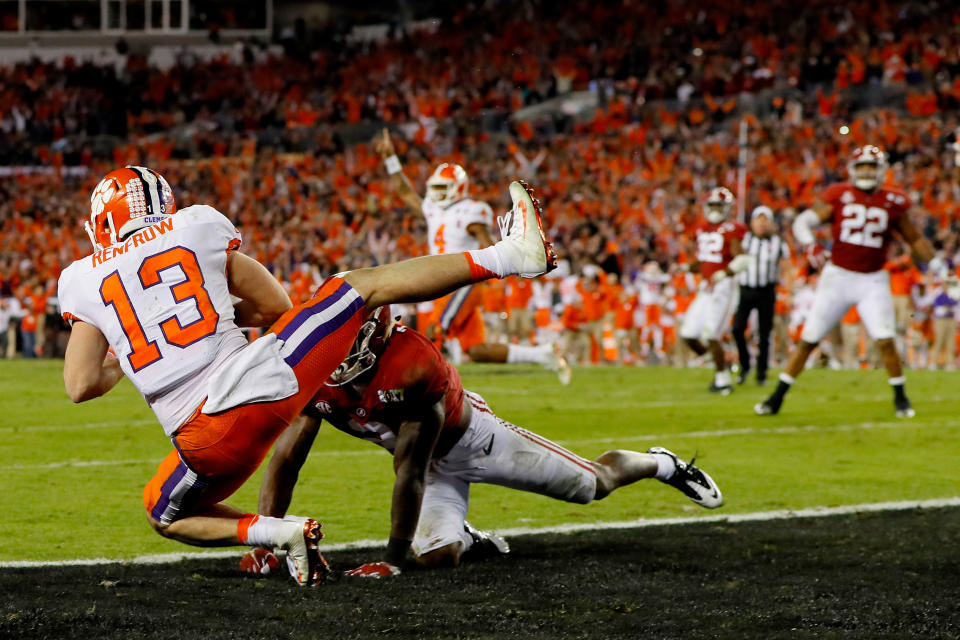 Hunter Renfrow became a hero forever in Clemson after catching the game-winning TD pass in 2017’s national title game against Alabama. (Getty Images)