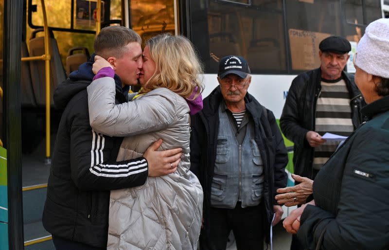 FILE PHOTO: Russian reservists depart for military bases during mobilisation of troops in Omsk