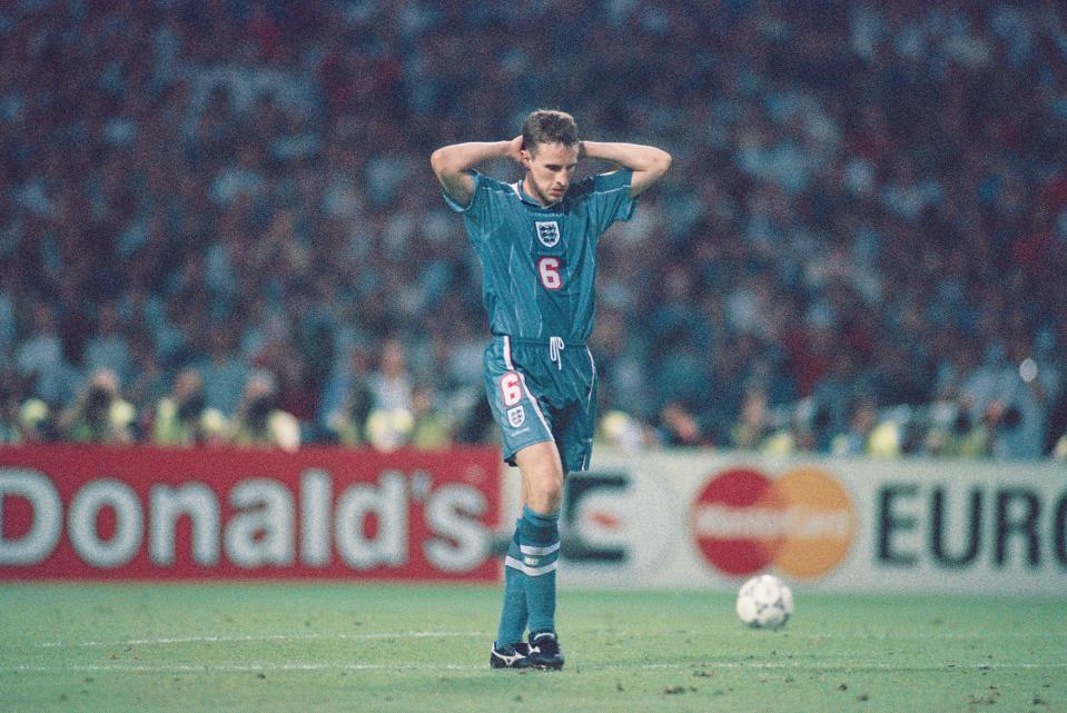 Gareth Southgate after missing a penalty at Wembley (Getty Images)