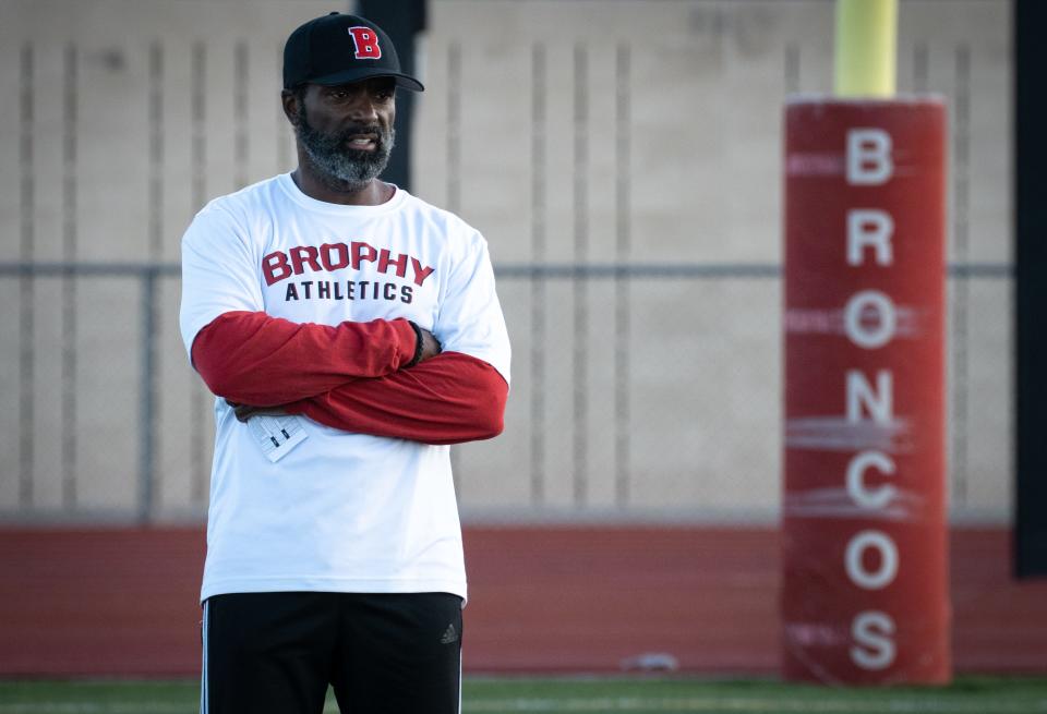 Kevin Scott (defensive coordinator) during practice on Sept. 13, 2022, at Brophy Prep Sports Campus football field in Phoenix.