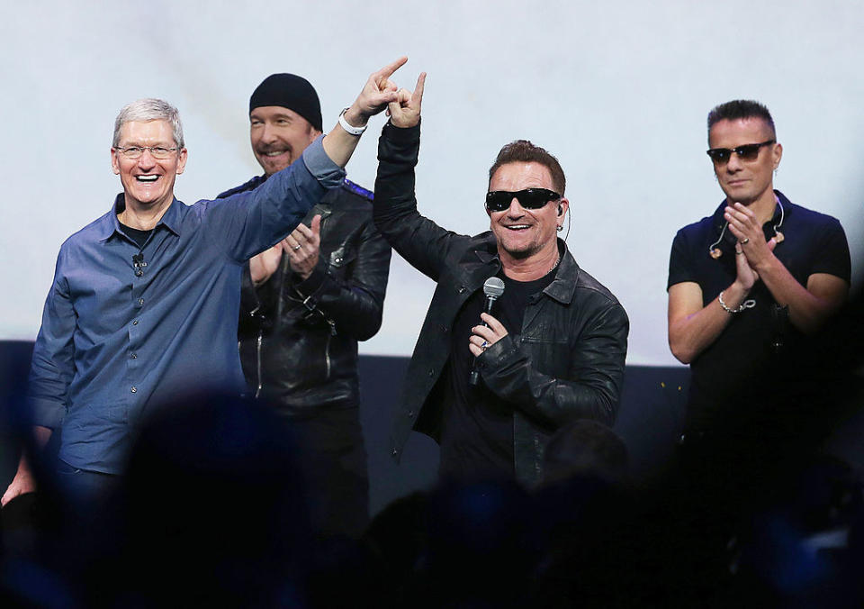 He was also joined in the room by U2 manager Guy Oseary, and Apple executives Eddy Cue and Phil Schiller when he first laid out the plan to Tim. 