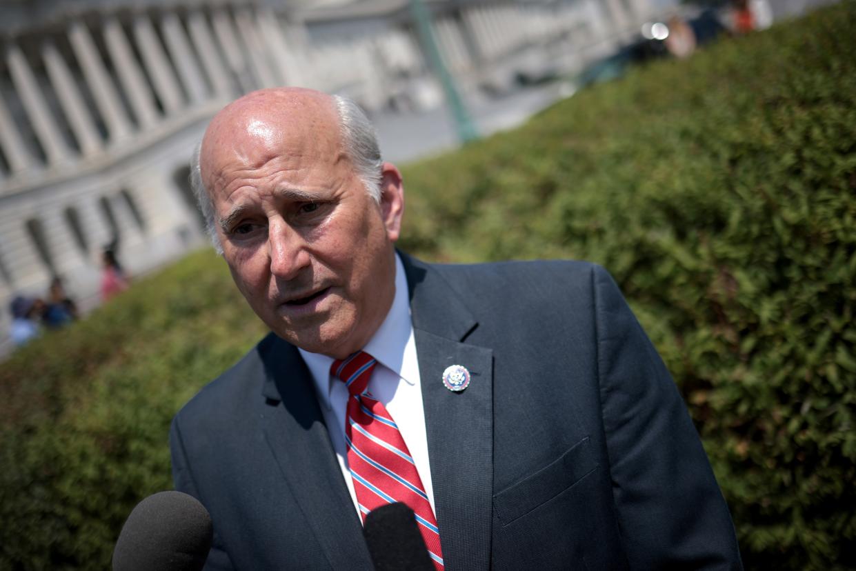 Rep. Louie Gohmert, R-Texas, speaks during a June 14 press conference held with Rep. Andrew Clyde, R-Ga., outside the U.S. Capitol to announce the filing of a lawsuit challenging fines levied for violations of the new security screening policies for members of the House of Representatives to enter the House chamber.