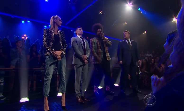 Dave Franco and Cara Delevingne destroy James Corden in “Drop the Mic” battle