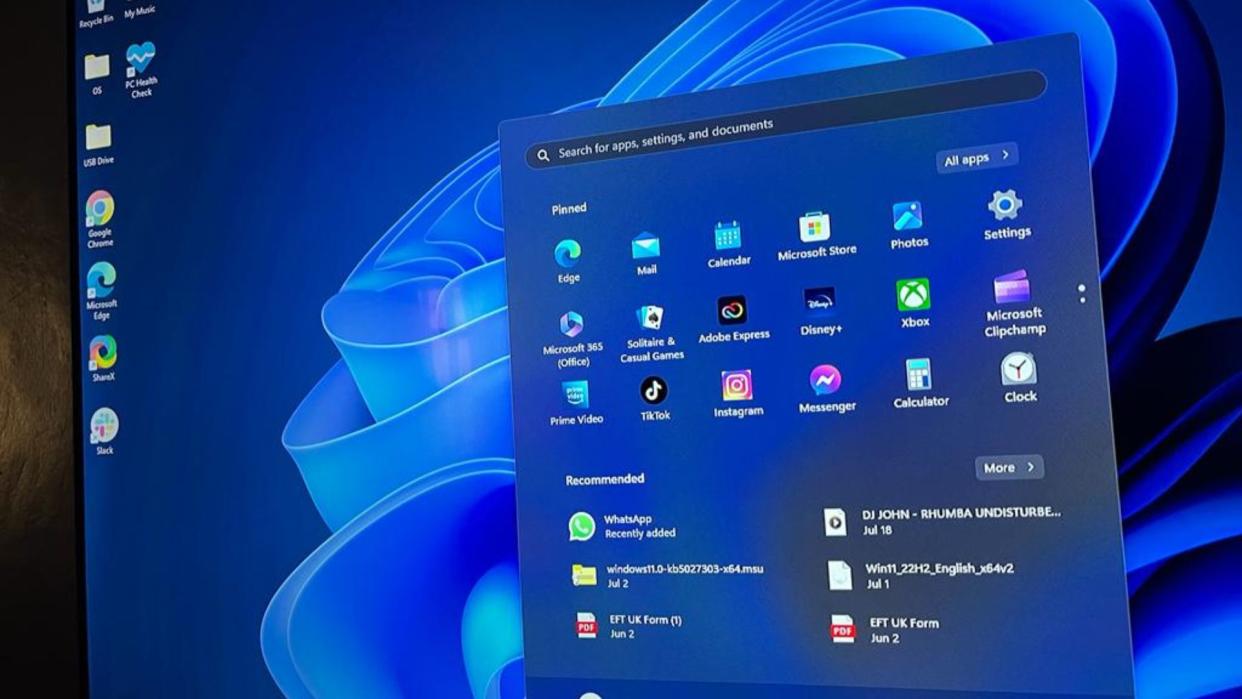  Start menu in Windows 11. 