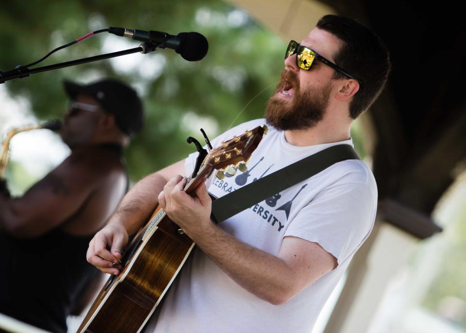 Stone Jack Ballers will play Harvest Ridge Winery in Marydel on Saturday. Vocalist Brian McDaniel is pictured playing the Wyoming Peach Festival on Aug. 3, 2019.