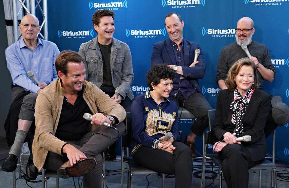 Jeffrey Tambor, Jason Bateman, Tony Hale, David Cross (top row, left to right) and Will Arnett, Alia Shawkat, and Jessica Walter, pictured on May 21, have been promoting Season 5 of <em>Arrested Development.</em> (Photo: Cindy Ord/Getty Images for SiriusXM)