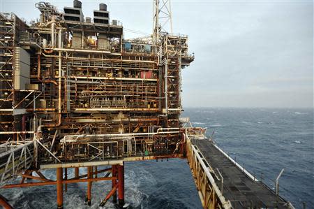 A section of the BP Eastern Trough Area Project (ETAP) oil platform is seen in the North Sea, around 100 miles east of Aberdeen in Scotland February 24, 2014. REUTERS/Andy Buchanan