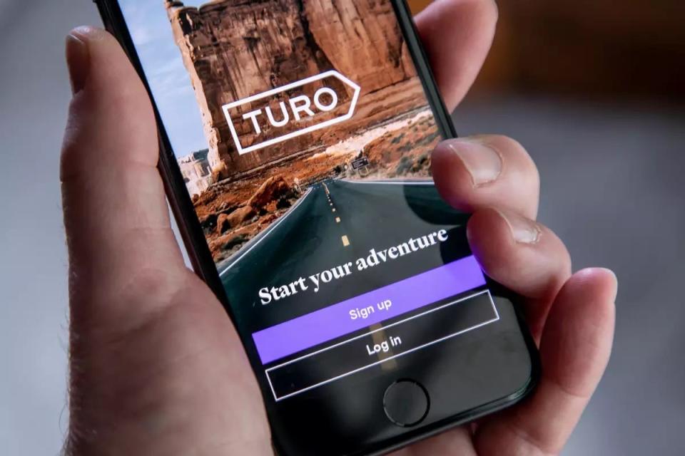 File photo of the home screen of the Turo app