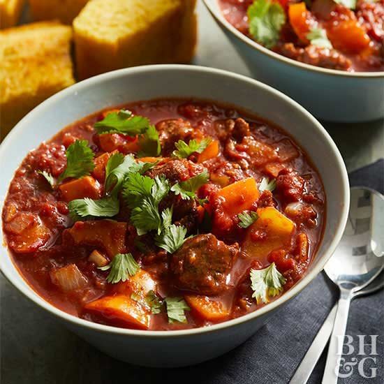 What makes this Instant Pot stew recipe sweet and spicy, you ask? A mix of chipotle peppers, sweet peppers, and sweet potato!