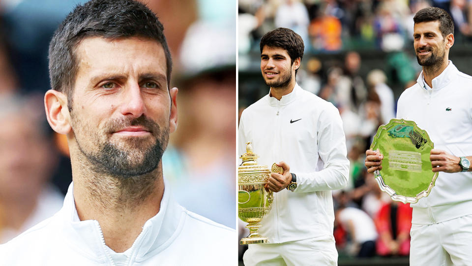 Novak Djokovic, pictured here after his loss in the Wimbledon final against Carlos Alcaraz. 