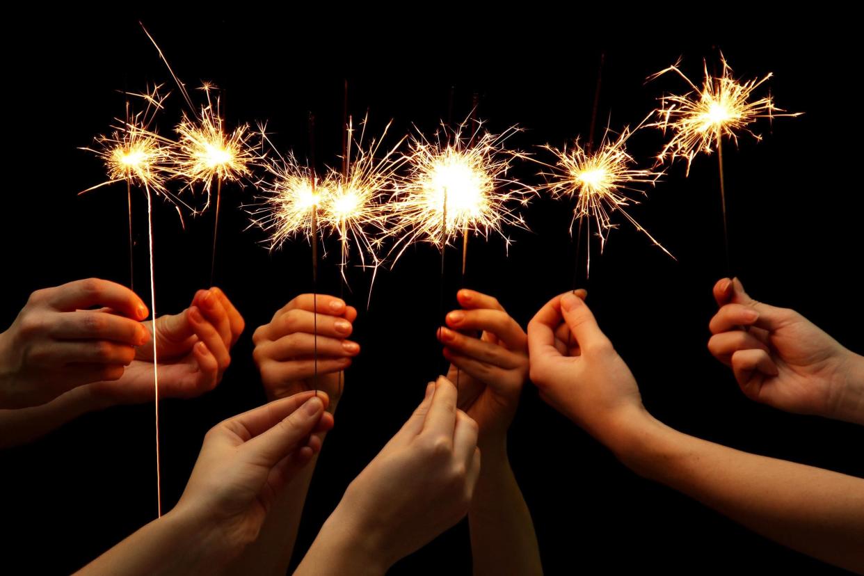 beautiful sparklers in hands