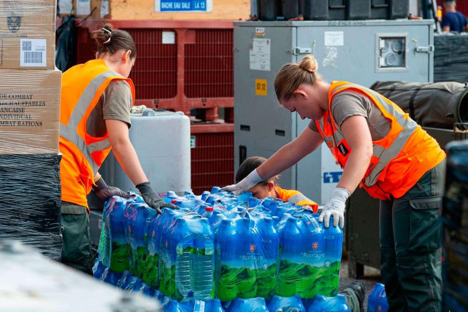 PHOTO: In this photo provided bye the French Army, soldiers prepare disaster relief for Libya, on Sept. 13, 2023, at the Istres military base, southern France. (Etat-Major des Armees via AP)