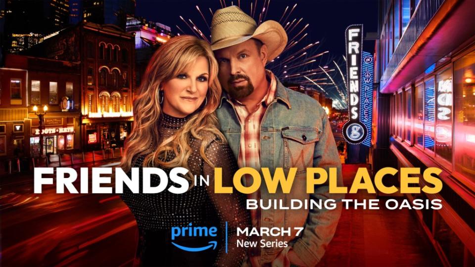 Yearwood and Brooks in a Prime Video promotional shot for “Friends in Low Places”
