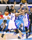 San Mig's James Yap is double-teamed by Petron's Denok Miranda and Marcio Lassiter. (PBA Images)