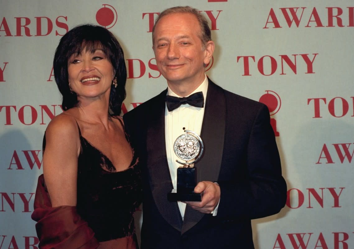 Chita Rivera, left, poses with EGOT winner Jonathan Tunick, Best Orchestration, at the Tony Awards<p>New York Daily News Archive/Getty Images</p>