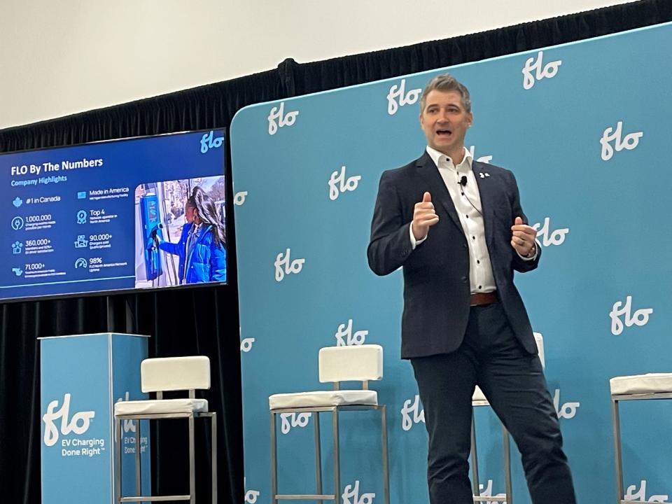 Louis Tremblay, CEO of Flo, on Tuesday in Auburn Hills discusses his electric vehicle charger company's plans for the U.S. market.