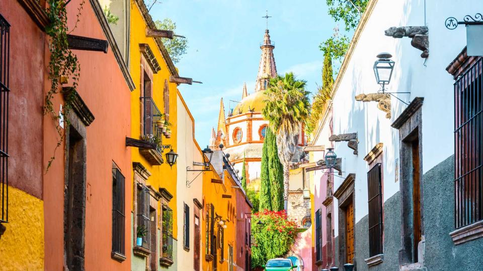 Narrow street in the old town of San Miguel de Allenge, Mexico