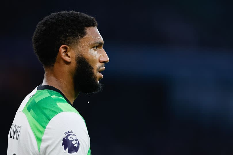 Joe Gomez of Liverpool during the Premier League match between Aston Villa and Liverpool FC at Villa Park on May 13, 2024 in Birmingham, England.