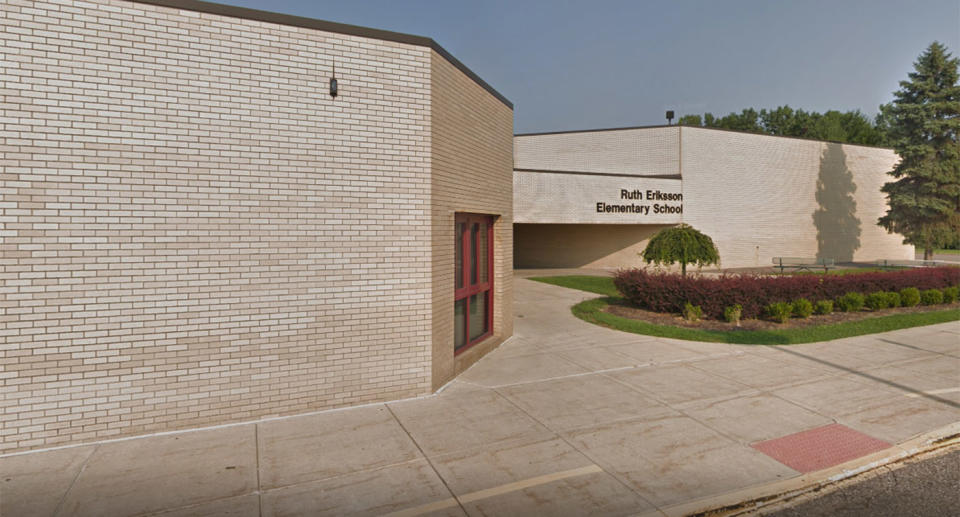 The exterior of Ruth Eriksson Elementary School in Michigan, where the dodgeball incident occurred.