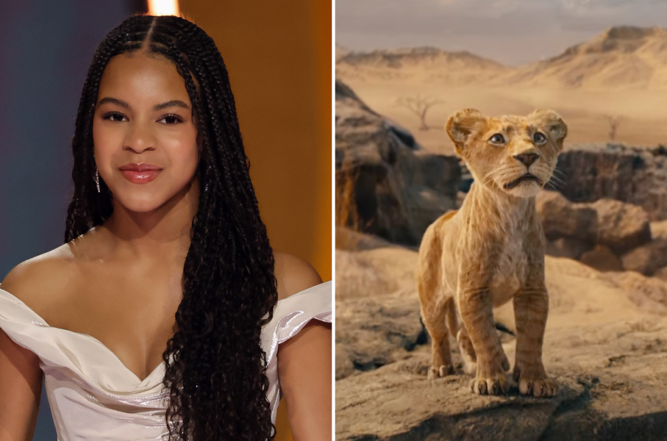 Blue Ivy Carter and a scene from ‘Mufasa: The Lion King’ (Getty Images and screenshot courtesy Disney/YouTube)