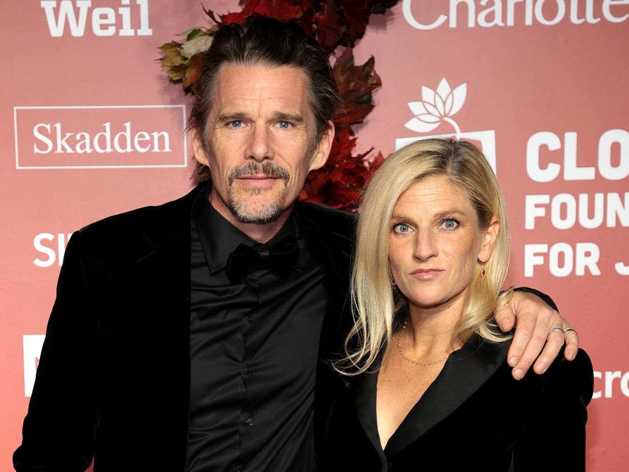 Ethan Hawke and Ryan Shawhughes attend the Clooney Foundation For Justice Inaugural Albie Awards at New York Public Library on September 29, 2022 in New York City