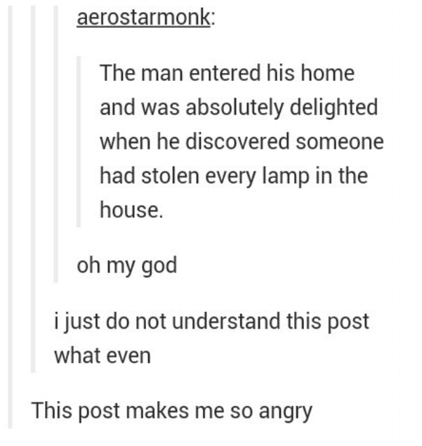 guy who stole lamps from a home and was delighted