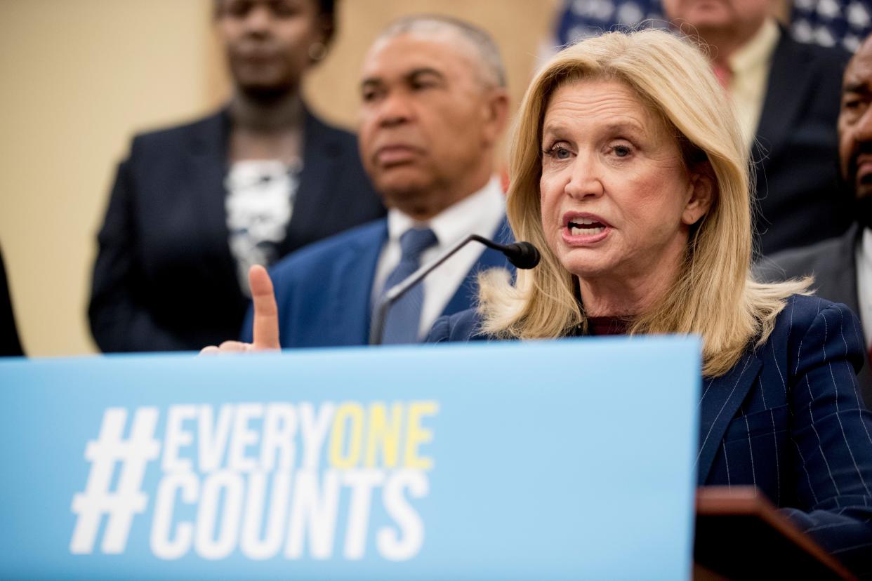 Rep. Carolyn Maloney, D-N.Y., speaks at a news conference on Capitol Hill in Washington, Tuesday, May 8, 2018. 