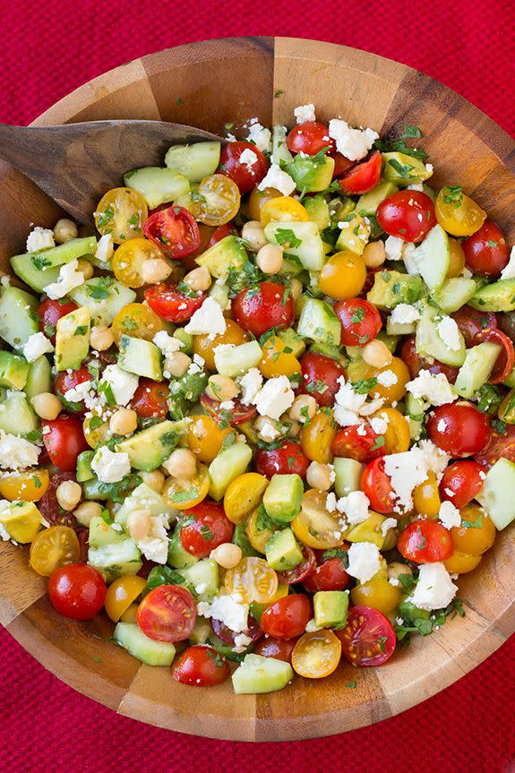 Tomato, Avocado, Cucumber, and Chickpea Salad