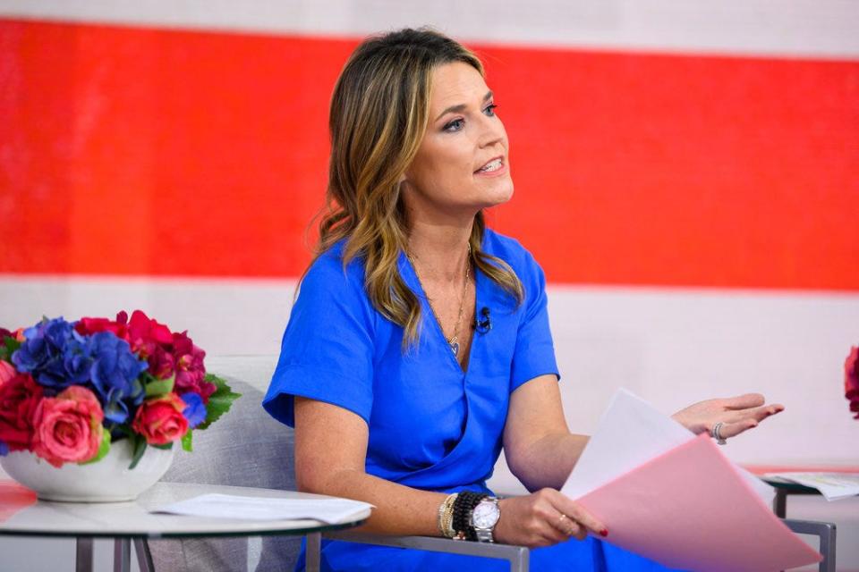 NBC's "Today" anchor Savannah Guthrie offered a TV-appropriate split-screen image of the changing of the guard Wednesday, as President Trump's term ended and President Biden's began.