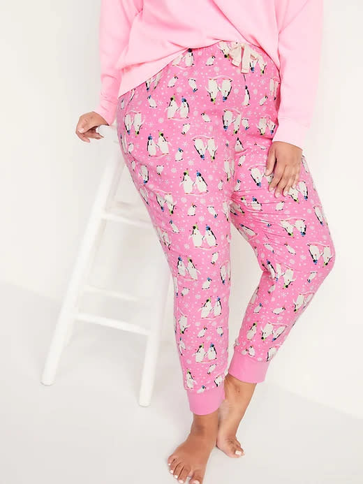 Candy Cane Santa Plush PJ Pants - Pink