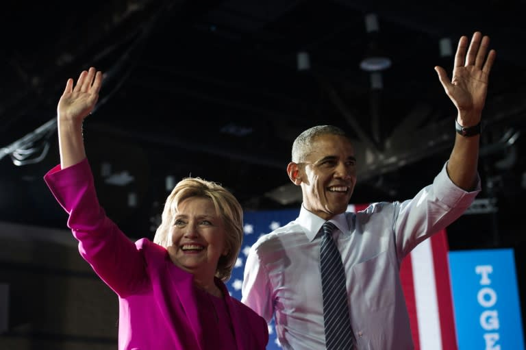 Former president Barack Obama and defeated Democratic presidential nominee Hillary Clinton, pictured in 2016, were targeted with suspected explosive devices sent to their respective homes