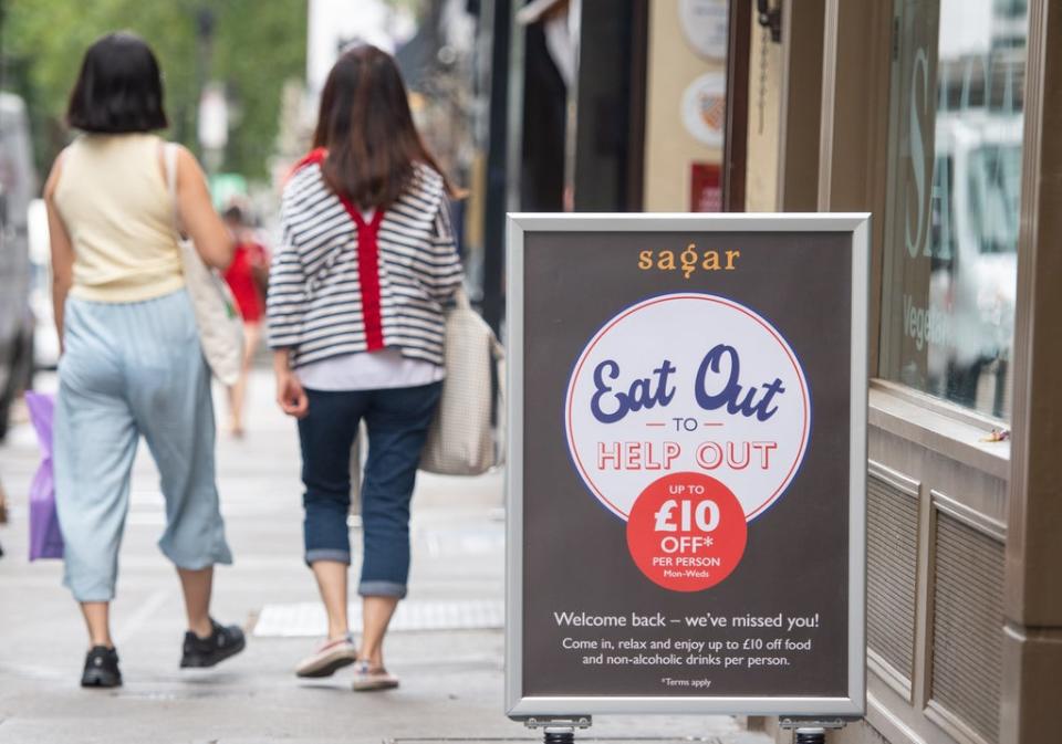 UK inflation has surged to its highest for more than nine years after a record jump in August as restaurant and cafe prices raced higher following last summer’s hefty discounts under the Eat Out to Help Out scheme (Dominic Lipinski/PA) (PA Archive)