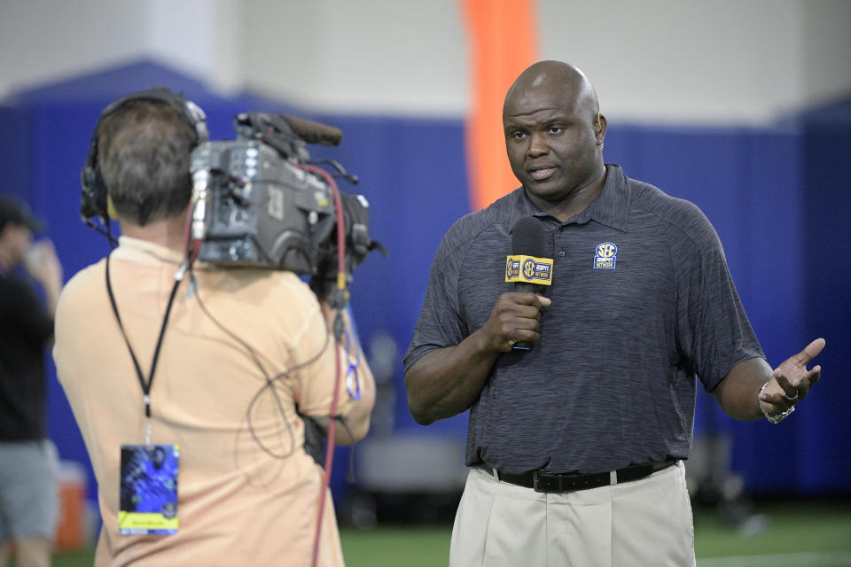 Booger McFarland was part of the ESPN “Monday Night Football” broadcast team last season. (AP)