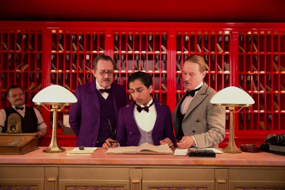 This image released by Fox Searchlight shows Tom Wilkinson, Tony Revolori, center, and Owen Wilson, right, in "The Grand Budapest Hotel ." (AP Photo/Fox Searchlight)