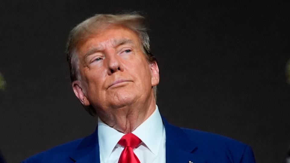 PHOTO: Former President Donald Trump speaks at a campaign event in Grand Rapids, MI, April 2, 2024.  (Paul Sancya/AP)