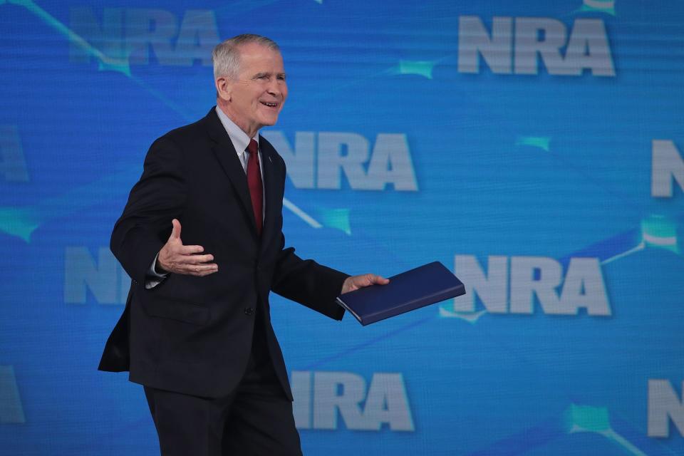 NRA President Oliver North speaks at the NRA-ILA Leadership